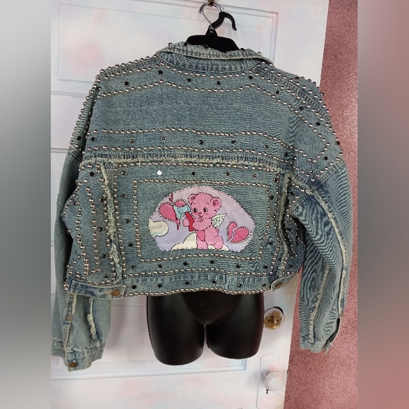 SOLD💝Kawaii pastel goth cropped lt wash ooak jacket! Lots of metal! Sugar Killz - Picture 2 of 14